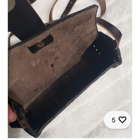 Genuine Leather Hand Tooled Mexican Crossbody Handbag Purse Adjustable Strap - Picture 5 of 6